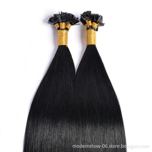 Factory Price Top Quality Raw Flat Tip Hair Natural Color Straight Hair Virgin Alibaba Remy Russian Hair Extensions